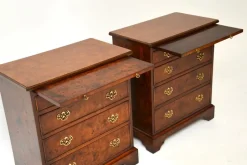 Pamono Georgian Style Burr Walnut Side Chests, 1950, Set of 2><noscript><img width=