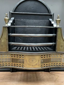 Hot Pamono Georgian Style English Brass and Steel Fire Grate