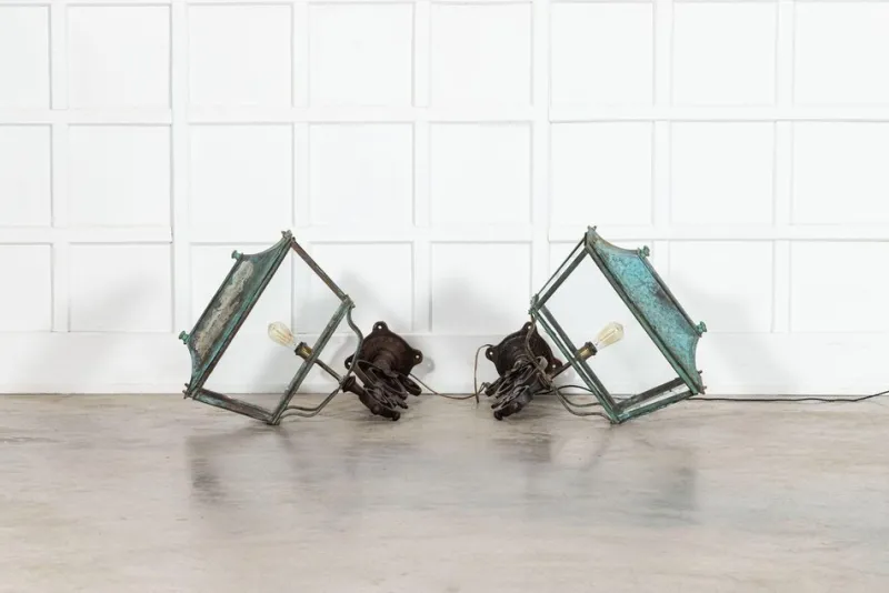 Pamono Georgian Verdigris Lanterns, 1800, Set of 2