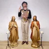 Pamono Gerard Linssen, Large Jesus Christ Sacred Heart Statues, 1890s-1910s, Plaster, Set of 2> Classical|Sculpture