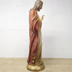 Pamono Gerard Linssen, Large Jesus Christ Sacred Heart Statues, 1890s-1910s, Plaster, Set of 2><noscript><img width=