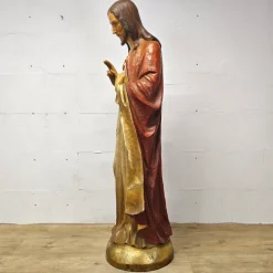 Pamono Gerard Linssen, Large Jesus Christ Sacred Heart Statues, 1890s-1910s, Plaster, Set of 2><noscript><img width=