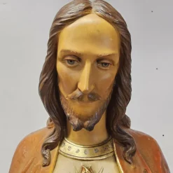 Pamono Gerard Linssen, Large Jesus Christ Sacred Heart Statues, 1890s-1910s, Plaster, Set of 2><noscript><img width=