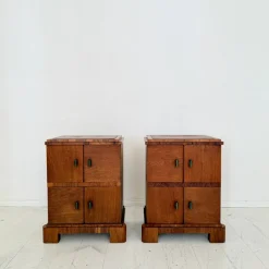 Pamono German Art Deco Night Cabinets in Walnut and Oak with Storage, 1920s, Set of 2> Nightstands