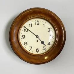 Pamono German Art Deco Wooden Round Wall Clock from Kienzle International, 1920s