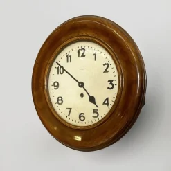 Pamono German Art Deco Wooden Round Wall Clock from Kienzle International, 1920s