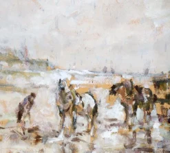 Pamono German Artist, Impressionist Landscape with Figures, Painting, Framed><noscript><img width=