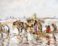 Pamono German Artist, Impressionist Landscape with Figures, Painting, Framed><noscript><img width=
