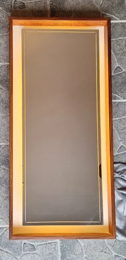Pamono German Backlit Wall Mirror with Teak Frame from Hillebrand Leuchten, 1970s><noscript><img width=
