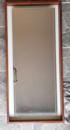 Pamono German Backlit Wall Mirror with Teak Frame from Hillebrand Leuchten, 1970s><noscript><img width=