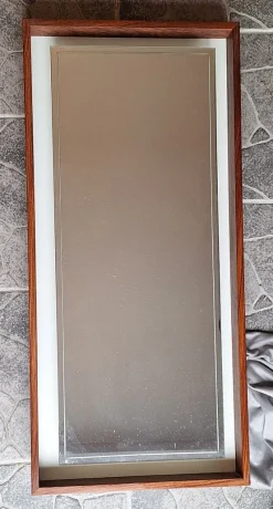 Pamono German Backlit Wall Mirror with Teak Frame from Hillebrand Leuchten, 1970s><noscript><img width=