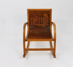 Pamono German Bauhaus Children's Rocking Chair in Bentwood, 1950s><noscript><img width=
