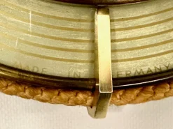 Pamono German Brass Wind Up Wall Clock with Rope Hanger by UPG Halle, 1960s><noscript><img width=