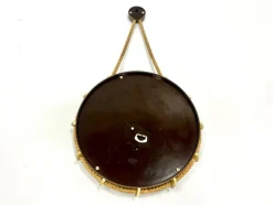 Pamono German Brass Wind Up Wall Clock with Rope Hanger by UPG Halle, 1960s><noscript><img width=
