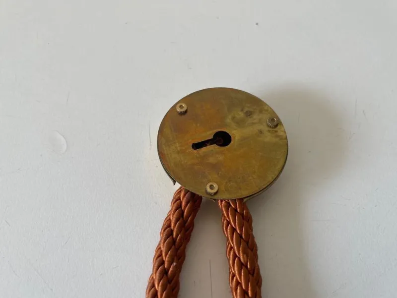 New Pamono German Brass Zodiac Signs Wind Up Wall Clock with Rope Hanger by Atlanta, 1960s