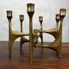 Pamono German Brutalist Candleholder in Bronze by Michael Harjes, 1960> Candleholders