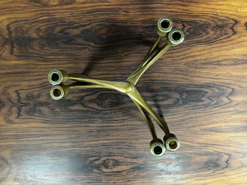Pamono German Brutalist Candleholder in Bronze by Michael Harjes, 1960> Candleholders