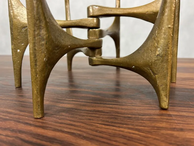 Pamono German Brutalist Candleholder in Bronze by Michael Harjes, 1960> Candleholders
