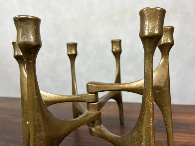 Pamono German Brutalist Candleholder in Bronze by Michael Harjes, 1960> Candleholders