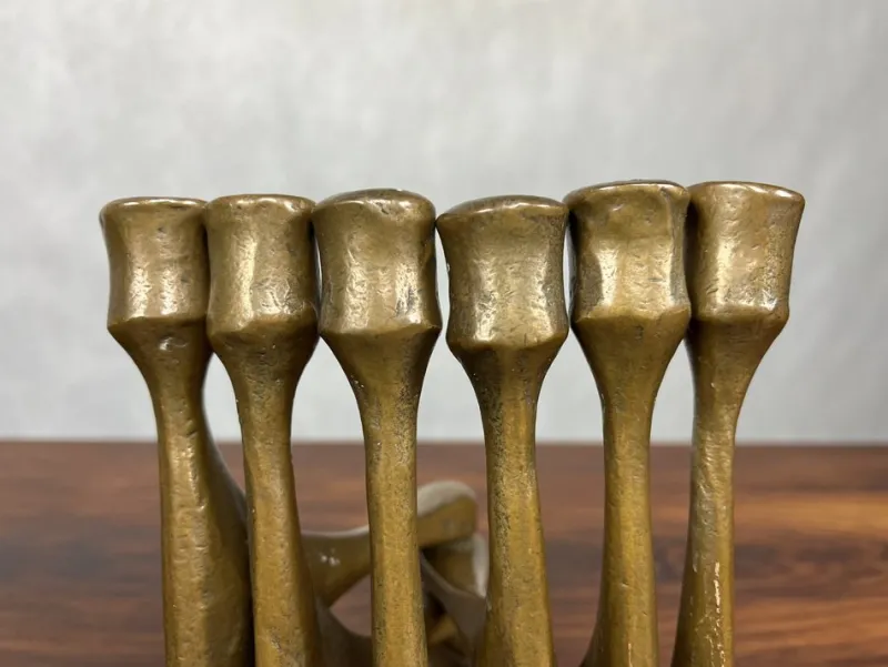 Pamono German Brutalist Candleholder in Bronze by Michael Harjes, 1960> Candleholders