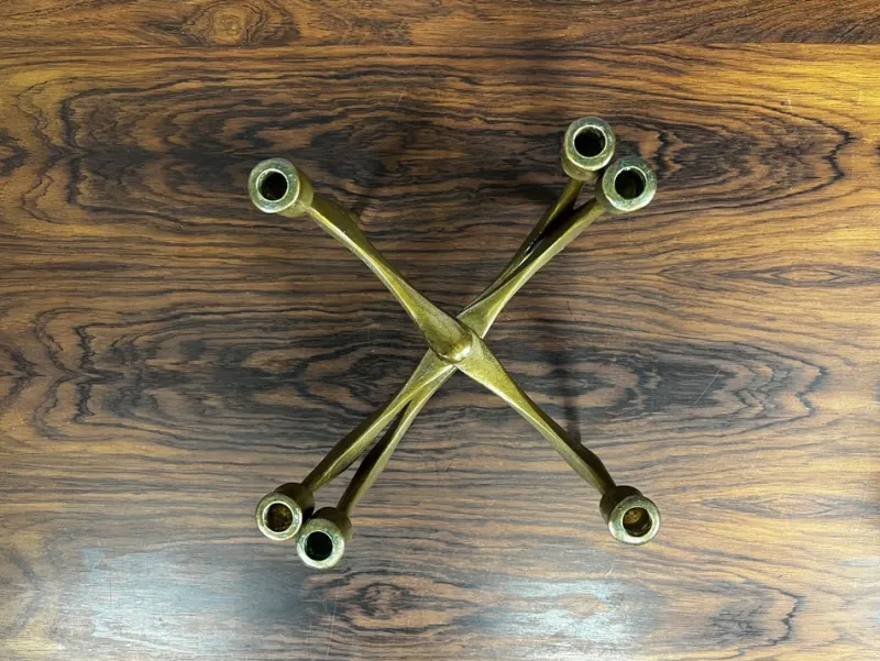 Pamono German Brutalist Candleholder in Bronze by Michael Harjes, 1960> Candleholders