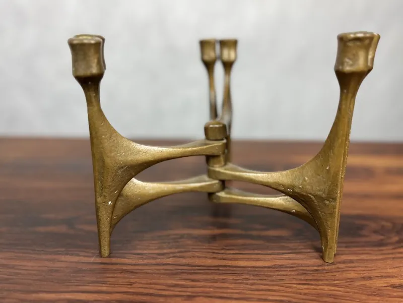 Pamono German Brutalist Candleholder in Bronze by Michael Harjes, 1960> Candleholders