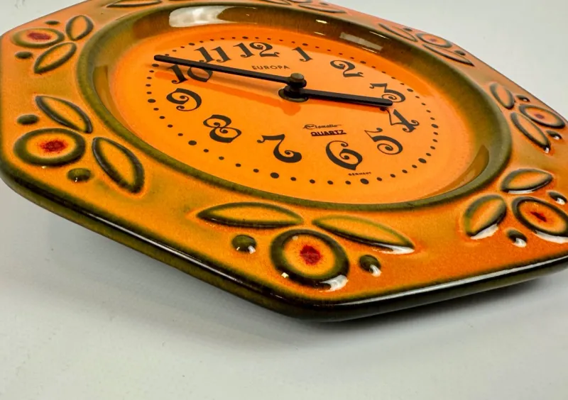 New Pamono German Ceramic Kitchen Wall Clock from Elomatic, Europa, 1960s