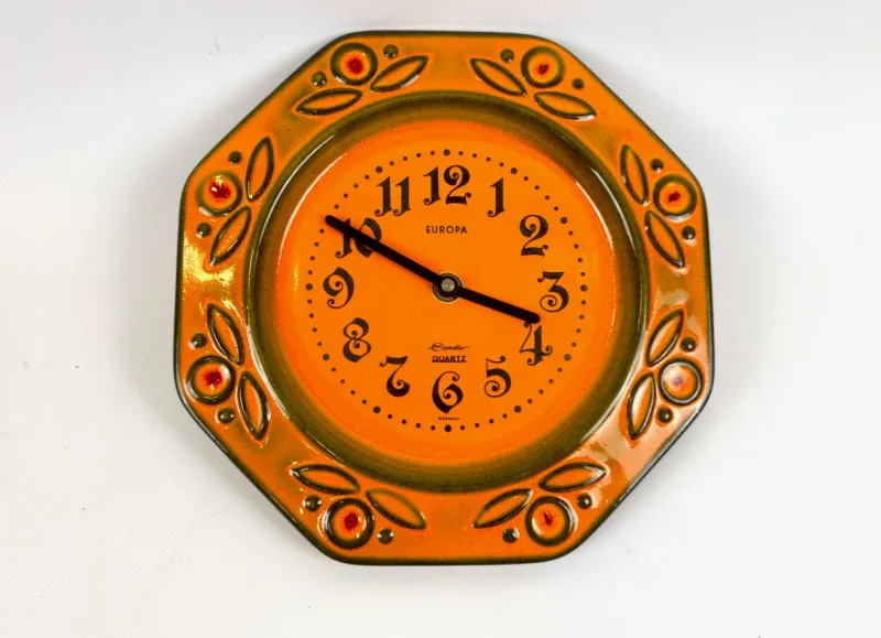 New Pamono German Ceramic Kitchen Wall Clock from Elomatic, Europa, 1960s