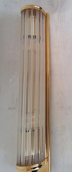 Best Pamono German Flat Wall Lamp with Gold-Plated Metal and Glass Rods Shade, 1980s