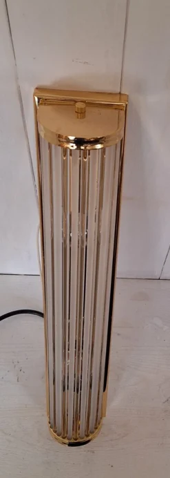 Best Pamono German Flat Wall Lamp with Gold-Plated Metal and Glass Rods Shade, 1980s