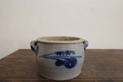 Pamono German Folk Art Grey and Cobalt Blue Stoneware Jar, 1890s> Bottles, Carafes & Jugs