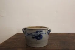 Pamono German Folk Art Grey and Cobalt Blue Stoneware Jar, 1890s><noscript><img width=