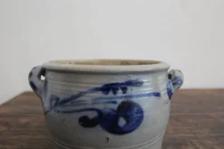 Pamono German Folk Art Grey and Cobalt Blue Stoneware Jar, 1890s><noscript><img width=