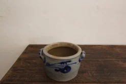 Pamono German Folk Art Grey and Cobalt Blue Stoneware Jar, 1890s><noscript><img width=