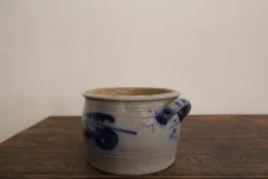 Pamono German Folk Art Grey and Cobalt Blue Stoneware Jar, 1890s><noscript><img width=