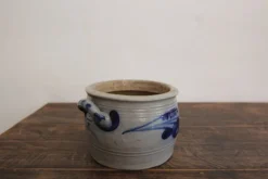 Pamono German Folk Art Grey and Cobalt Blue Stoneware Jar, 1890s><noscript><img width=