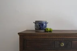 Pamono German Folk Art Grey and Cobalt Blue Stoneware Jar, 1890s> Bottles, Carafes & Jugs