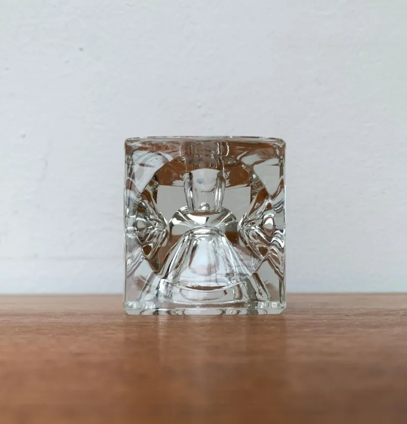 Online Pamono German Ice Cube Candle Holder in Glass from Peill & Putzler, 1970s