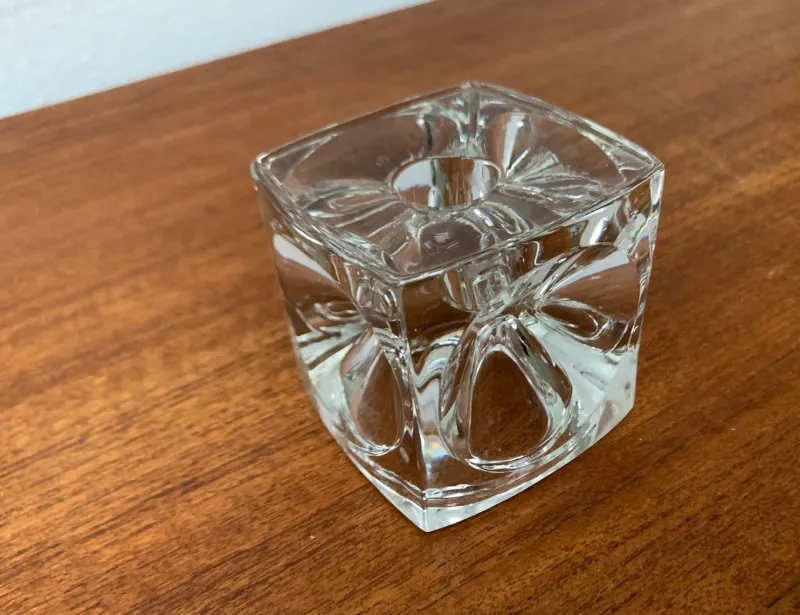 Online Pamono German Ice Cube Candle Holder in Glass from Peill & Putzler, 1970s