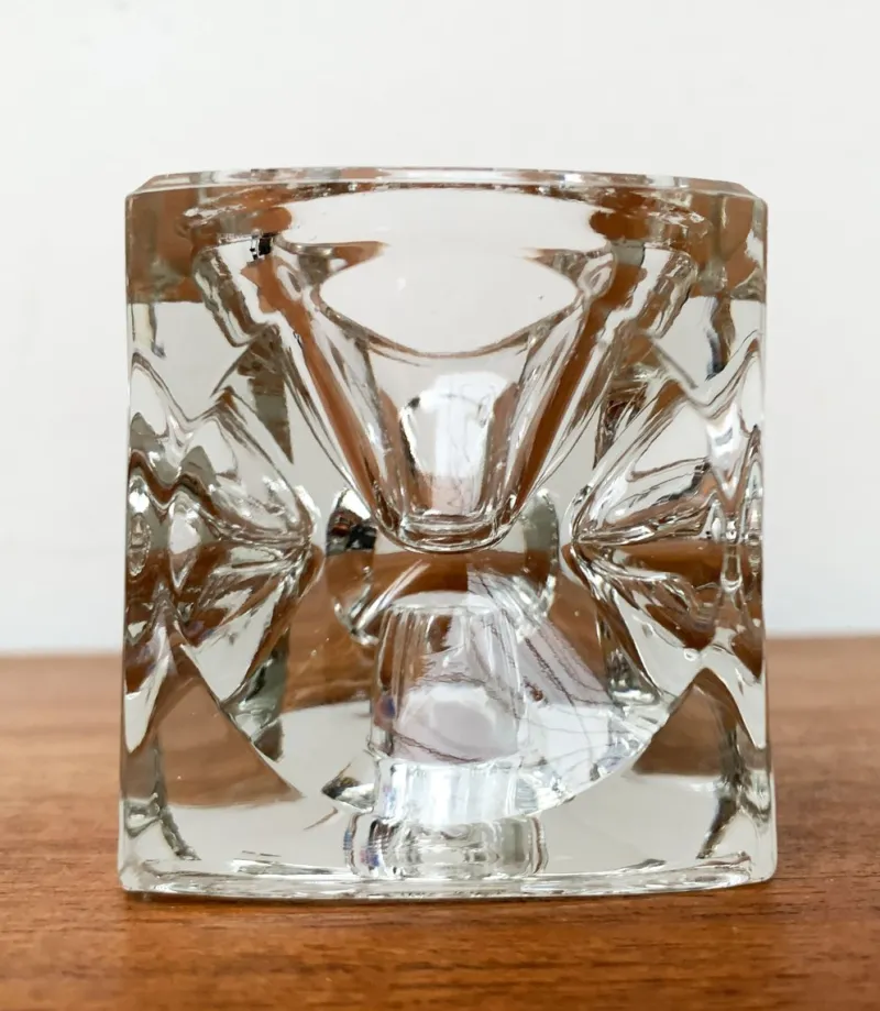 Online Pamono German Ice Cube Candle Holder in Glass from Peill & Putzler, 1970s