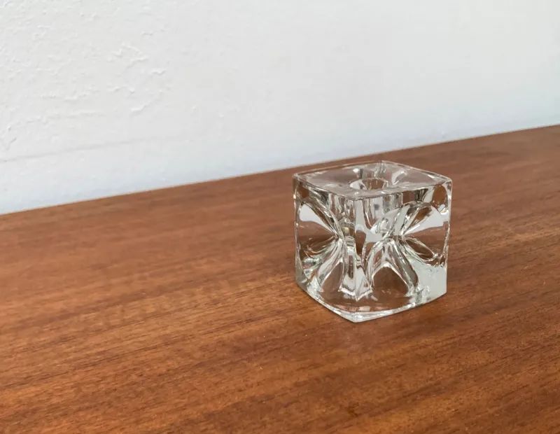 Online Pamono German Ice Cube Candle Holder in Glass from Peill & Putzler, 1970s