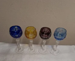Outlet Pamono German Liqueur Glasses in Colored Cut Crystal Glass from Nachtmann, 1970s, Set of 4