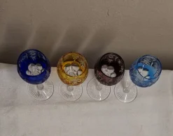 Outlet Pamono German Liqueur Glasses in Colored Cut Crystal Glass from Nachtmann, 1970s, Set of 4