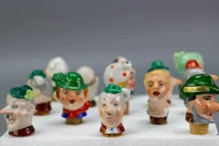 Pamono German Porcelain and Cork Bottle Stoppers, 1930s, Set of 13><noscript><img width=