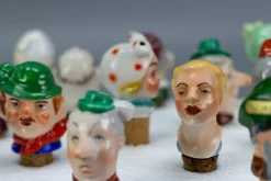 Pamono German Porcelain and Cork Bottle Stoppers, 1930s, Set of 13><noscript><img width=