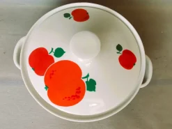 Pamono German Red Apple Print Porcelain Soup from Colditz GDR, 1990s><noscript><img width=