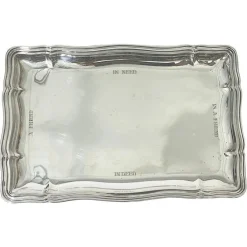 Pamono German Silver Salver with Text> Trays
