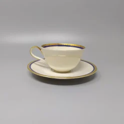 New Pamono German White, Blue and Gold Porcelain Tea Set/Coffee Set, 1950s, Set of 11