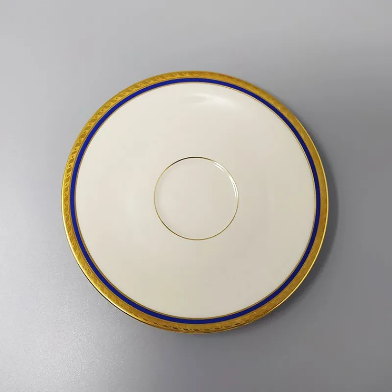 New Pamono German White, Blue and Gold Porcelain Tea Set/Coffee Set, 1950s, Set of 11