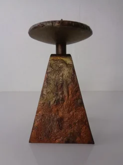 Pamono Germn Brutalist Copper and Brass Candleholder, 1960s><noscript><img width=